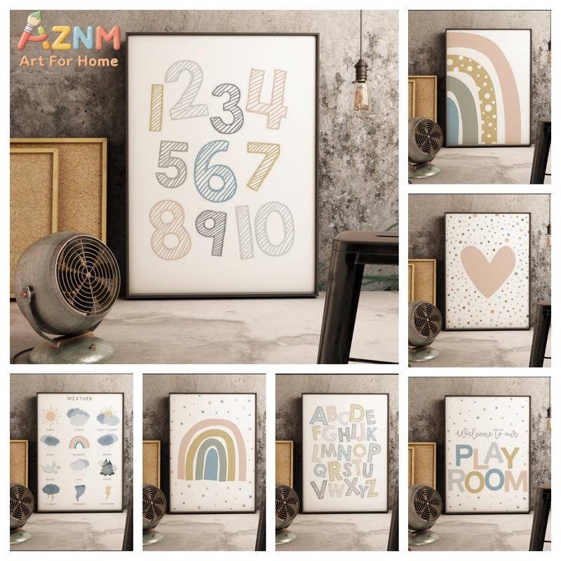 Kids Educational - Alphabet Numbers & More - لوحة فنية تعليمية للأطفال من AZNM