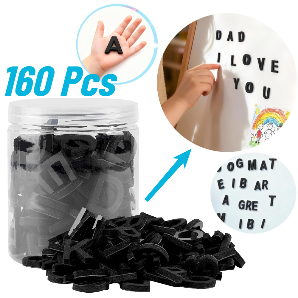 Magnetic Letter Board - 160 قطعة من الحروف الأبجدية المغناطيسية