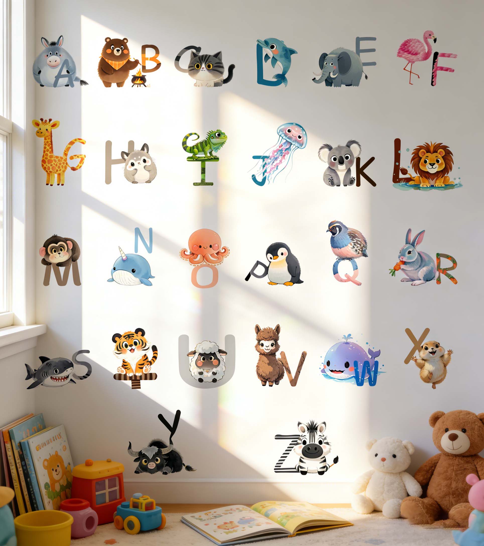 Kids Education Wallpaper - ملصقات جدارية للأبجدية الإنجليزية مكونة من